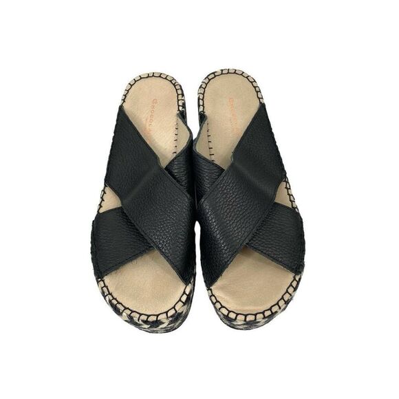 Chocolat Blu Niza leather Crisscross Platform Slide Sandals Size 37 boho beach - Picture 2 of 9